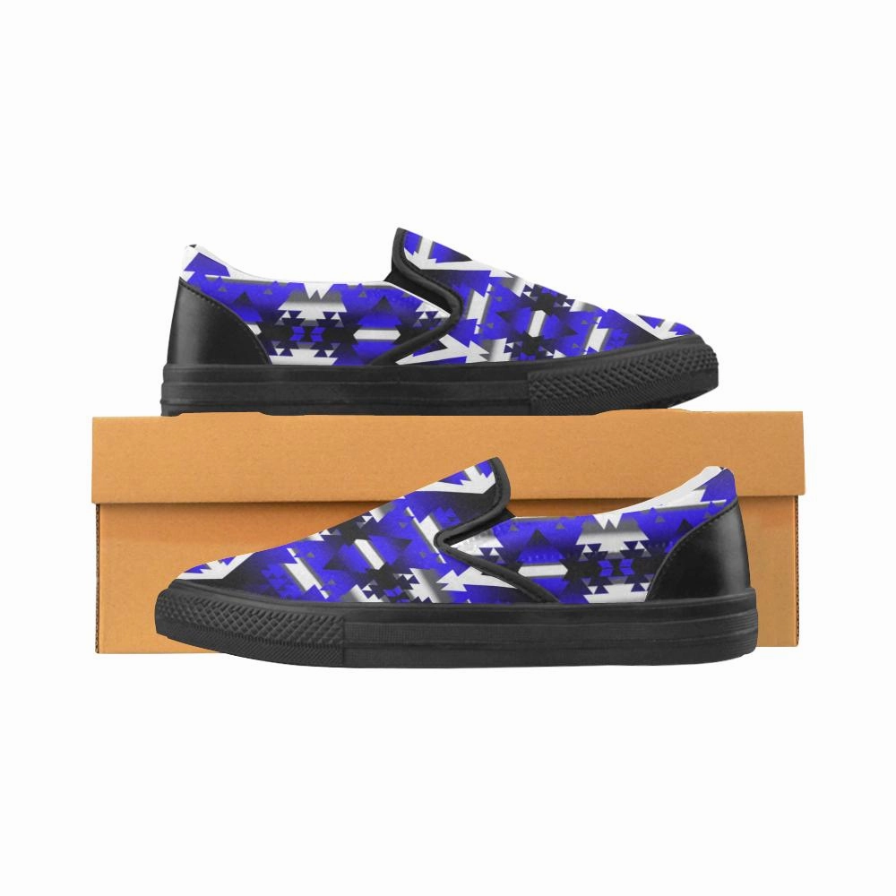 Slip Ons Loafers Blue Winter Camp Men's Unusual Slip-on Canvas Shoes