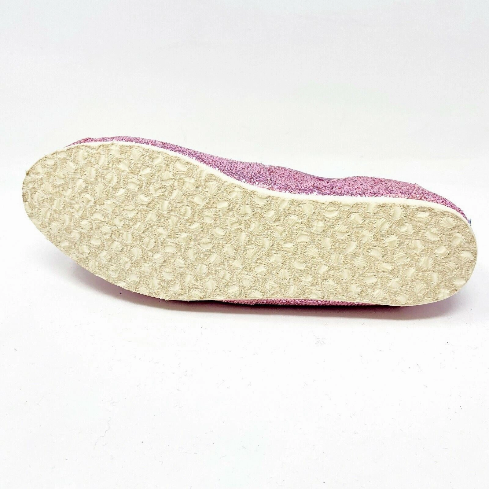 Toms Classics Pink Glitter Womens Size 6 Slip On Casual Canvas Flat Shoes Best Arch Support Shoes For Flat Feet