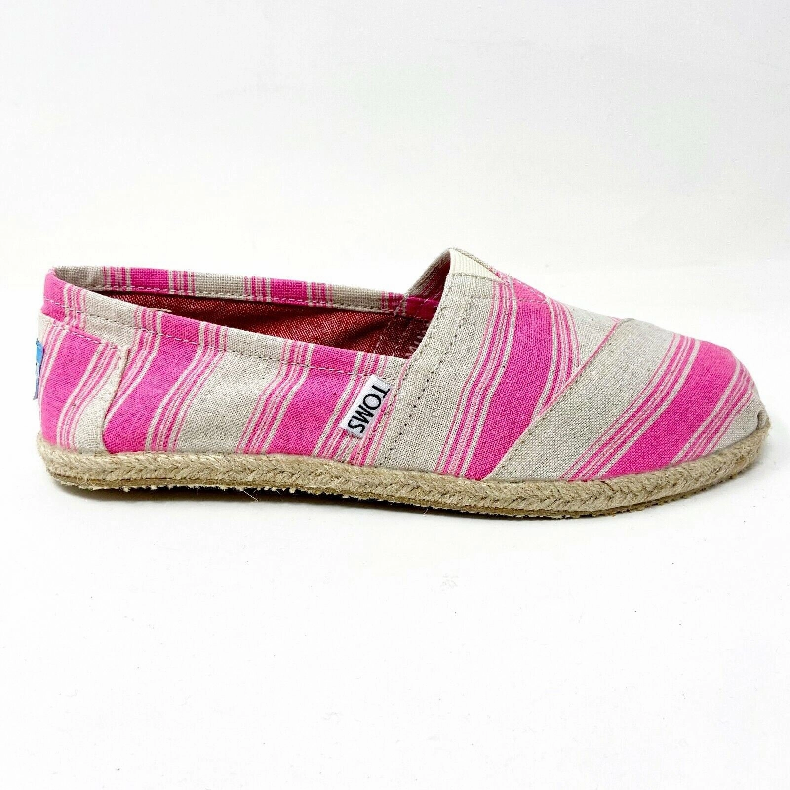 Gym Shoes Flat Sole Toms Classics Pink Umbrella Stripe Womens Slip On Casual Canvas Flat Shoes