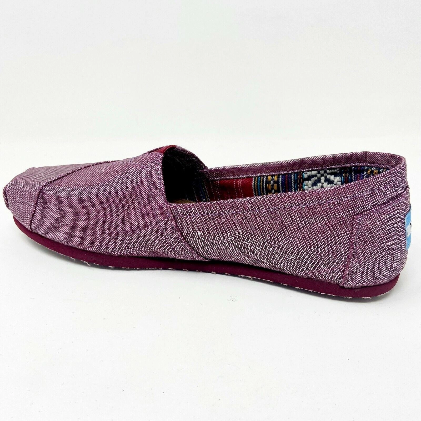 Best Non Slip Shoes For Flat Feet Toms Classics Raspberry Metallic Linen Womens Slip On Casual Flat Shoes