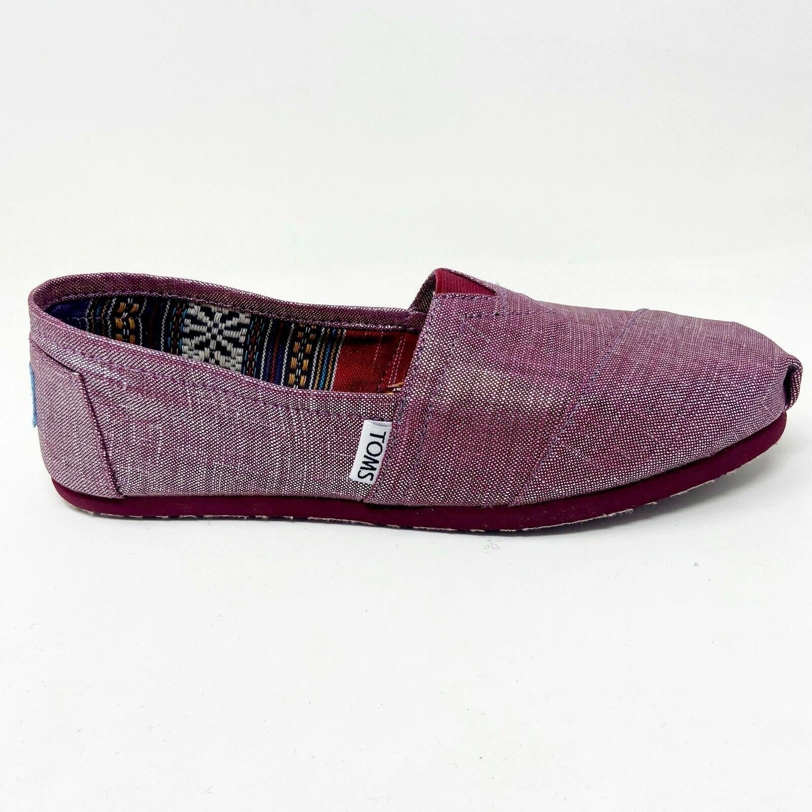 Toms Classics Raspberry Metallic Linen Womens Slip On Casual Flat Shoes Payless Shoes Flats