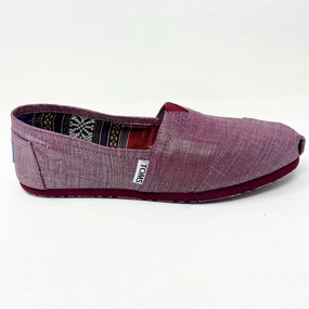 Race Day Shoes For Flat Feet Toms Classics Raspberry Metallic Linen Womens Slip On Casual Flat Shoes