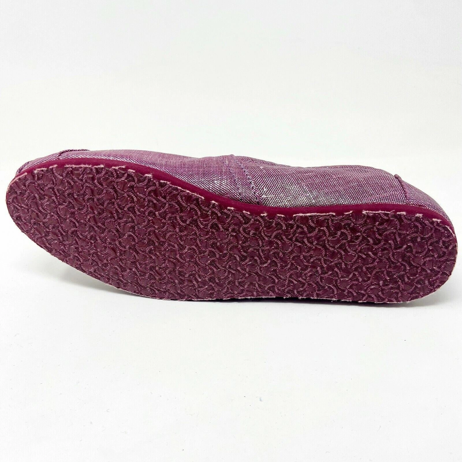 Toms Classics Raspberry Metallic Linen Womens Slip On Casual Flat Shoes Lacing Running Shoes