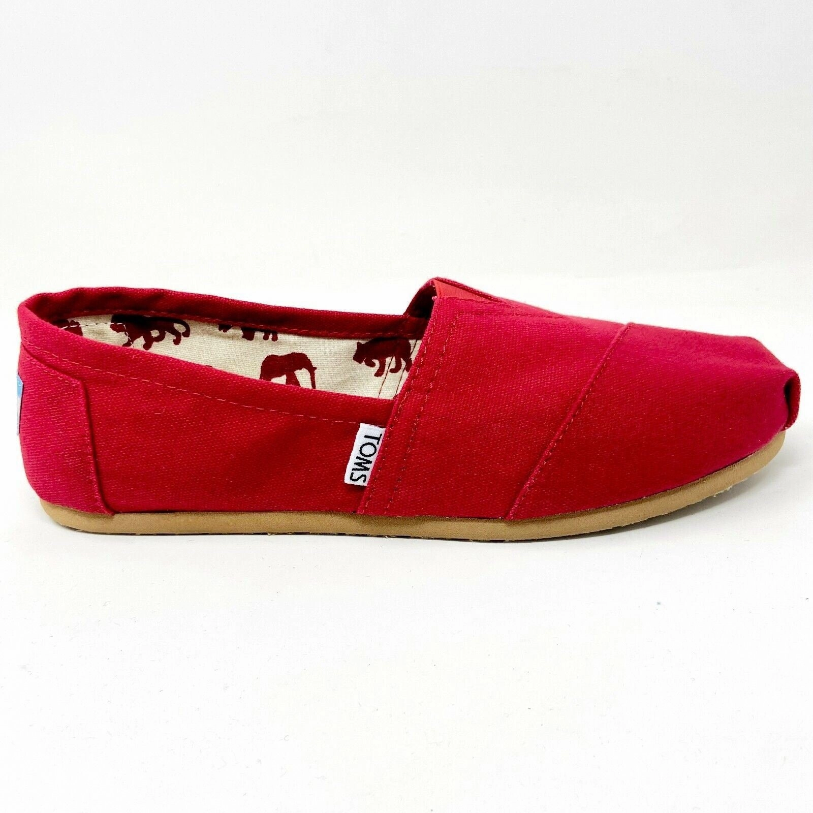 Toms Classics Red Womens Slip On Casual Canvas Flat Shoes Flats Comfortable Shoes