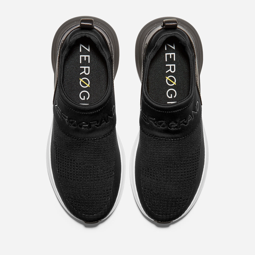 Genuine Leather Oxford Casual Shoes Cole Haan ZERGRAND Stitchlite Slip On Runner Black/Black/Optic White