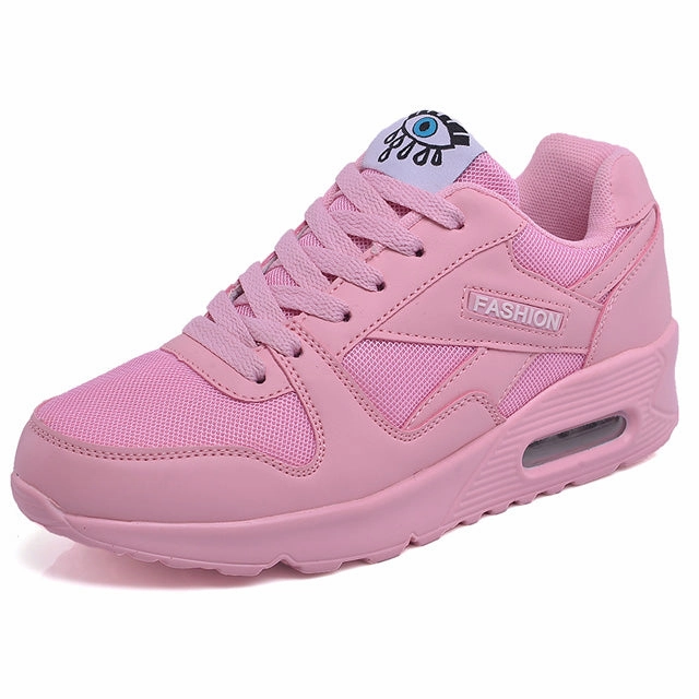 Women Sneakers Breathable Outdoor Walking Shoes Woman Mesh Casual Shoes Pink Lace-Up Ladies Shoes 2019 Fashion Female Sneakers Walking Shoe Walker
