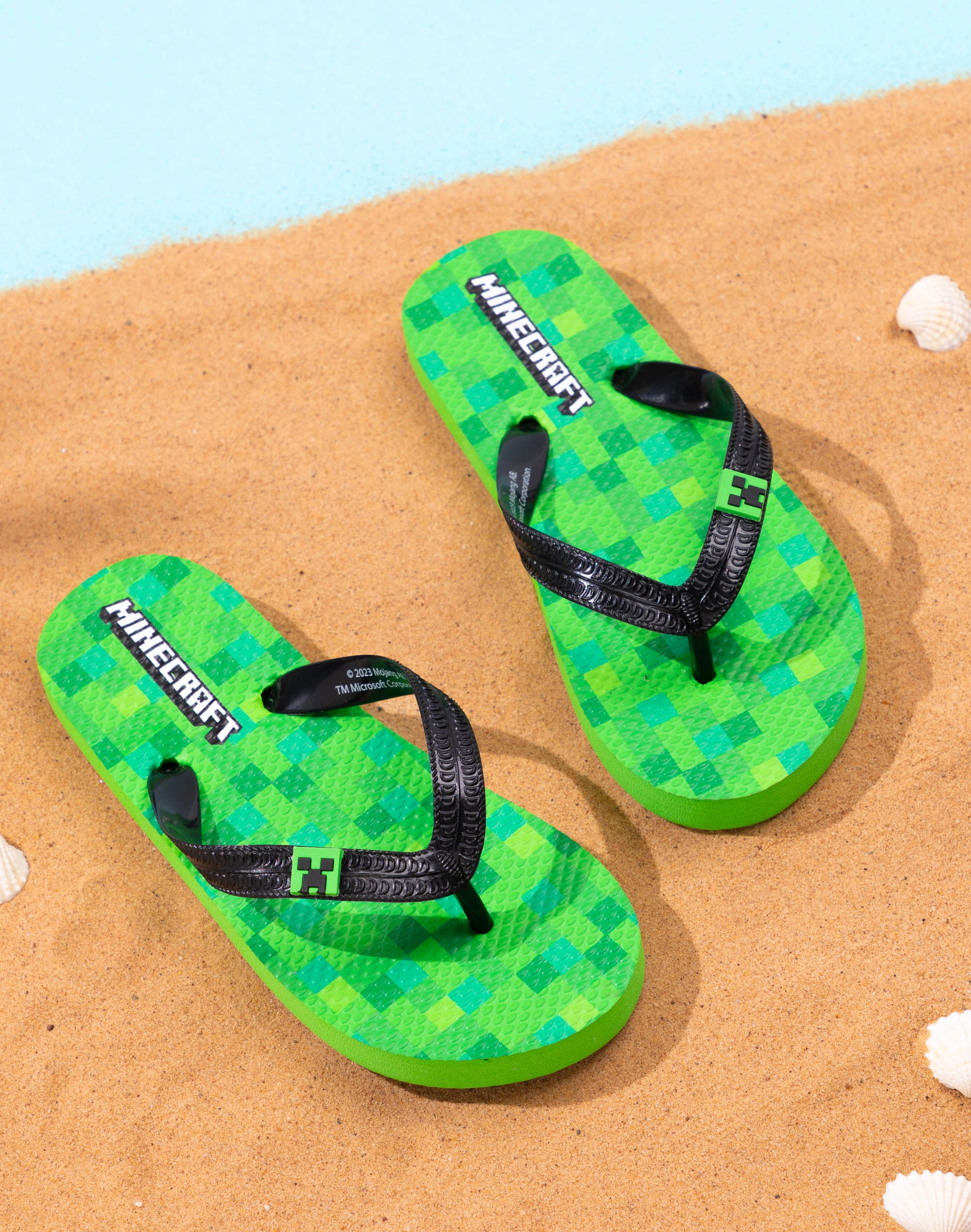 Sas Sandals Clearance Minecraft Creeper Kids Summer Flip Flop Sandals