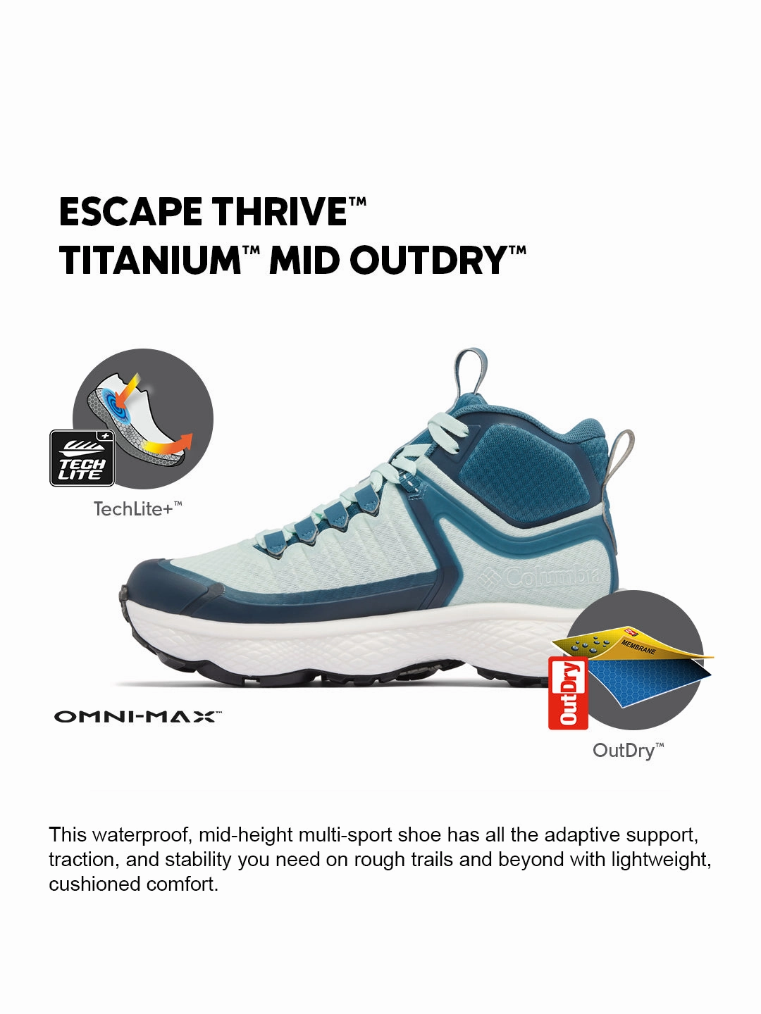 Columbia Women Blue OmniMax Escape Thrive Titanium Waterproof Hiking and Trekking Shoes Best Hiking Boots For Scrambling