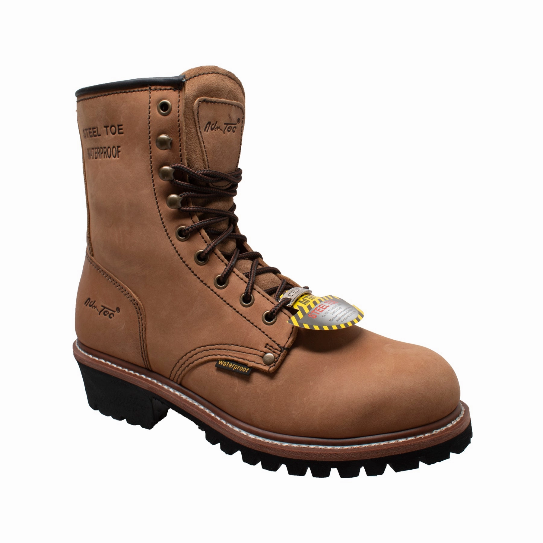 Men's 9" Brown Waterproof Steel Toe Logger - 1740WP Kinetic Impact Puffy Zip Waterproof Shoes
