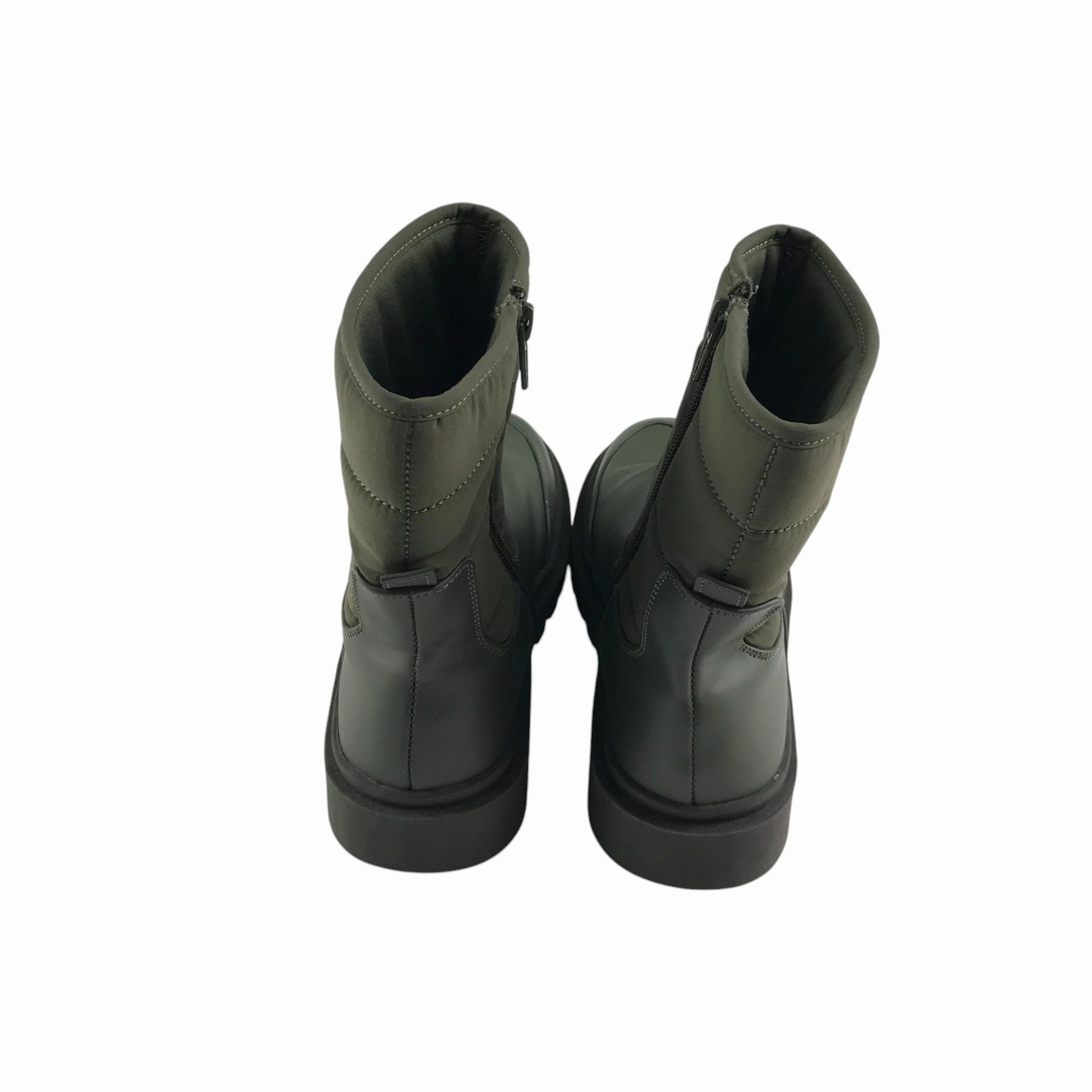 Tu boots shoe size 2 khaki green high tops zipper fastening Outsole Cowboy Boots