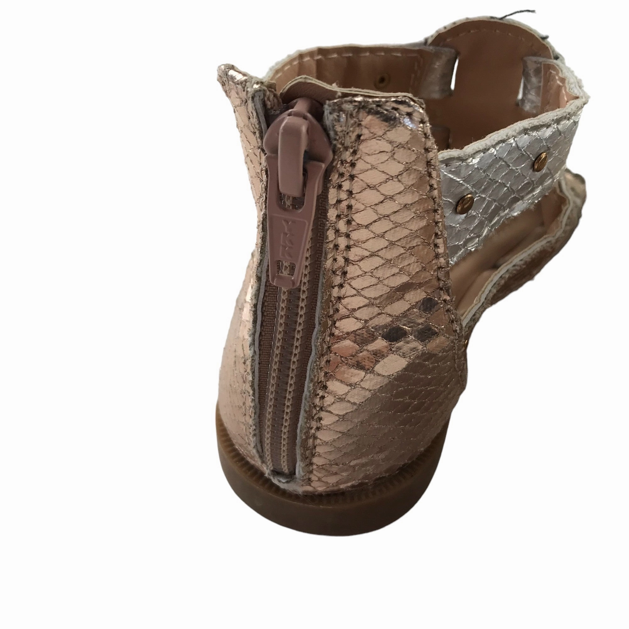 Tu Sandals Shoe Size 13 Junior Metallic Golden and Silver Gladiators Sporty Sandals