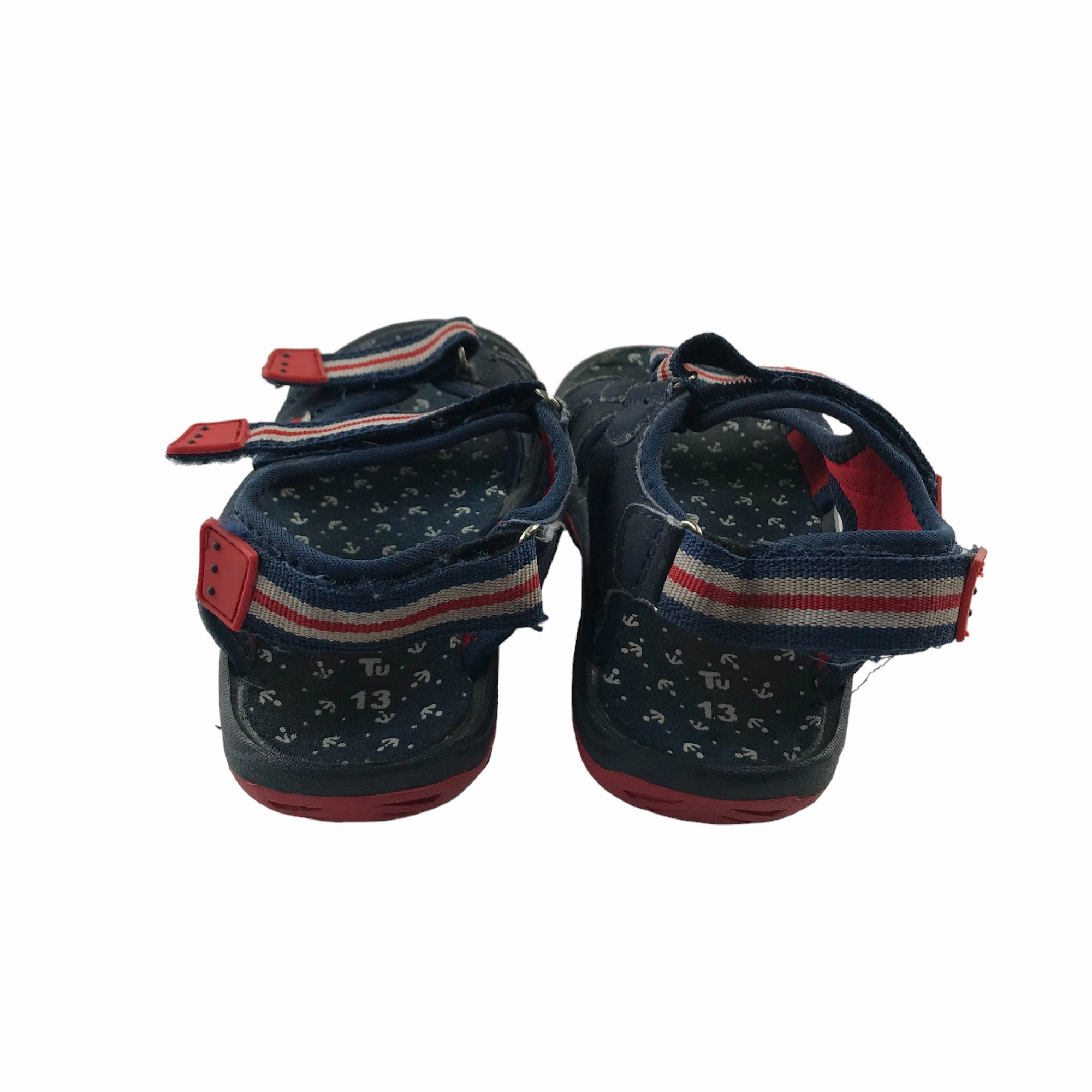 Outwoods Sandals Tu Sandals Shoe Size 13 Junior Navy and Red Nautical Theme