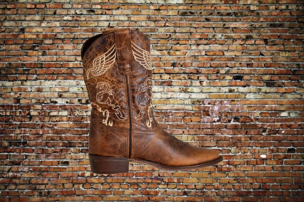 Tuffrider Sequoia Cross & Wing Kids' Square Toe Western Boots Sonic Boots