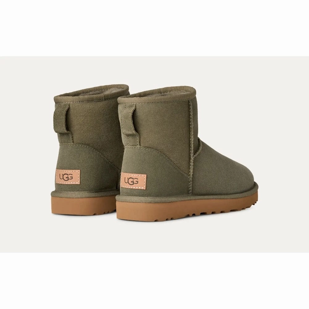 UGG Classic Mini II Boot In Moss Green Pointed Flat Shoes With Strap