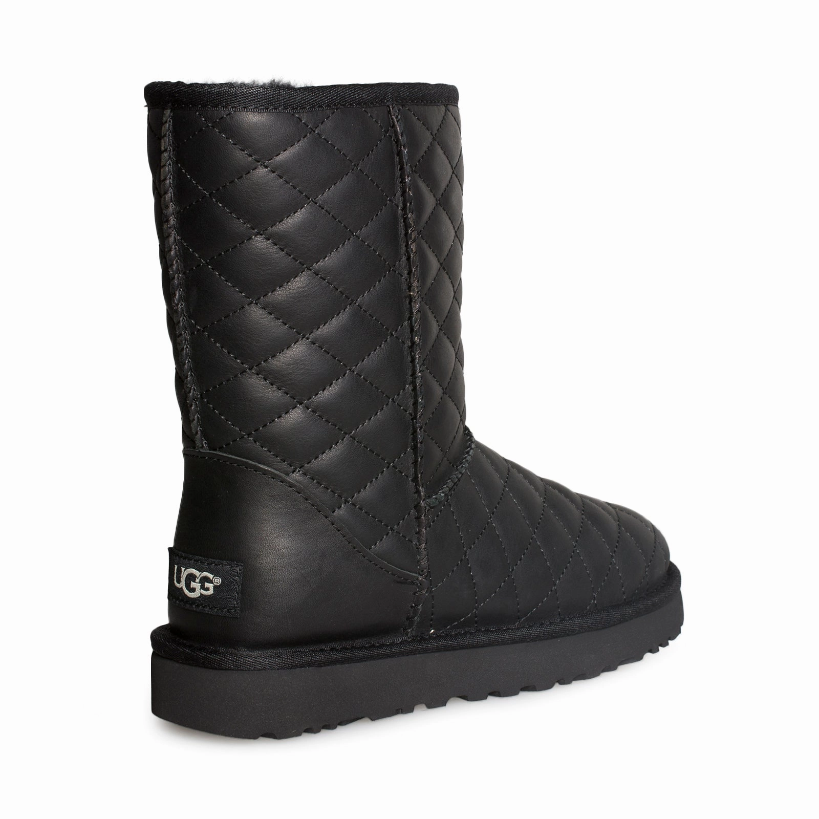 Over Knee Suede Black Boots UGG Classic Short Diamond Quilt Black Boots - Women's