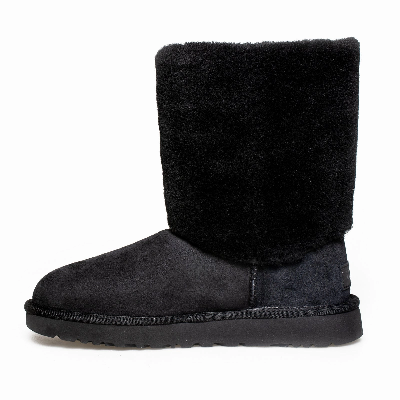 UGG Classic Short II Sherpa Cuff Black Boots - Women's Cougar Paw Boots