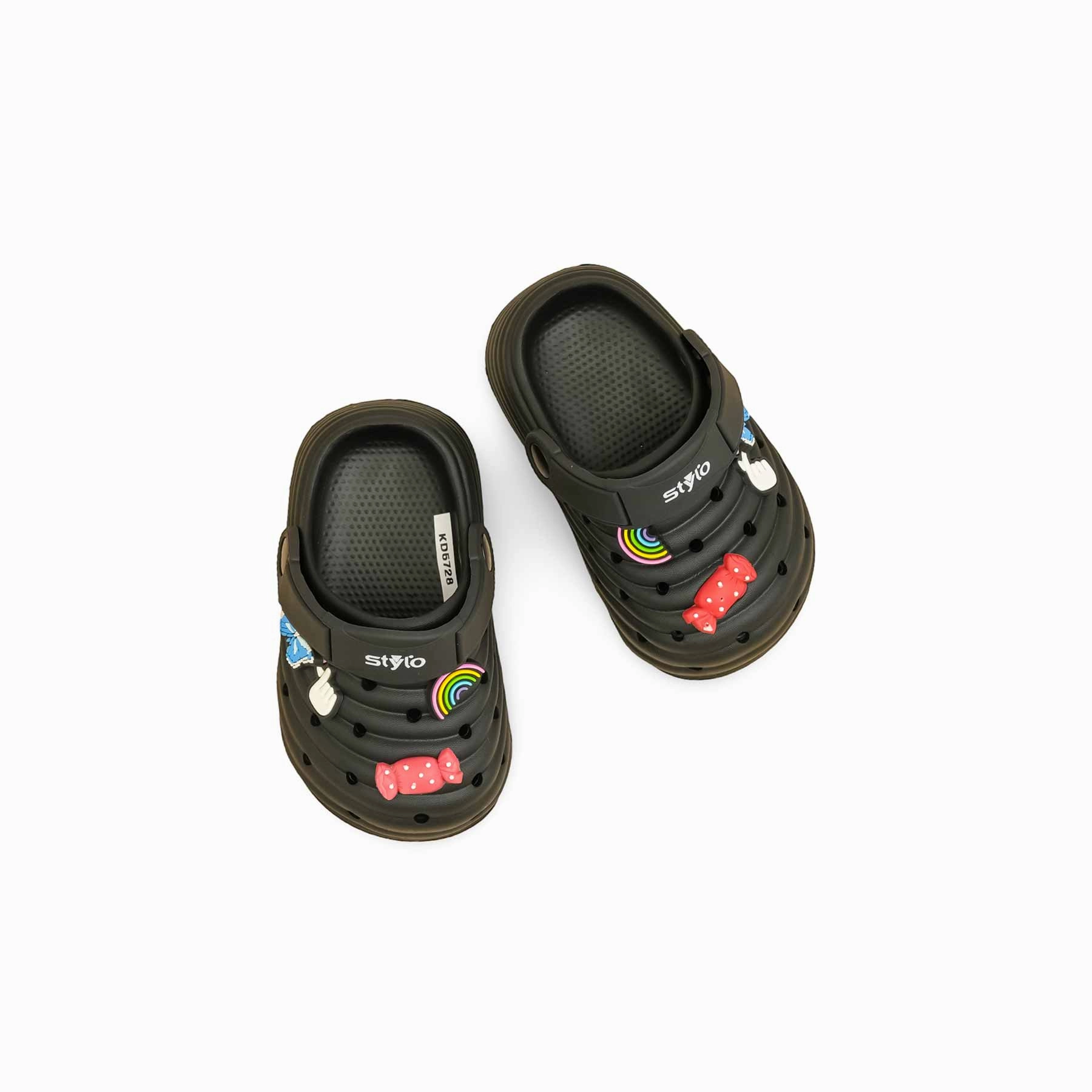 Boys Black Casual Flip Flop KD5728 Platform Wedge Slides