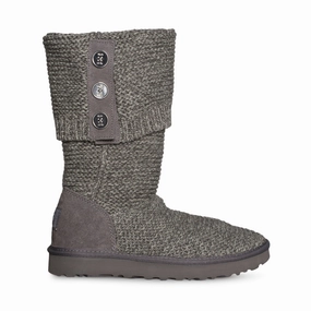 Motorcycle Boots For Men UGG Purl Cardy Knit Charcoal Boots - Women's