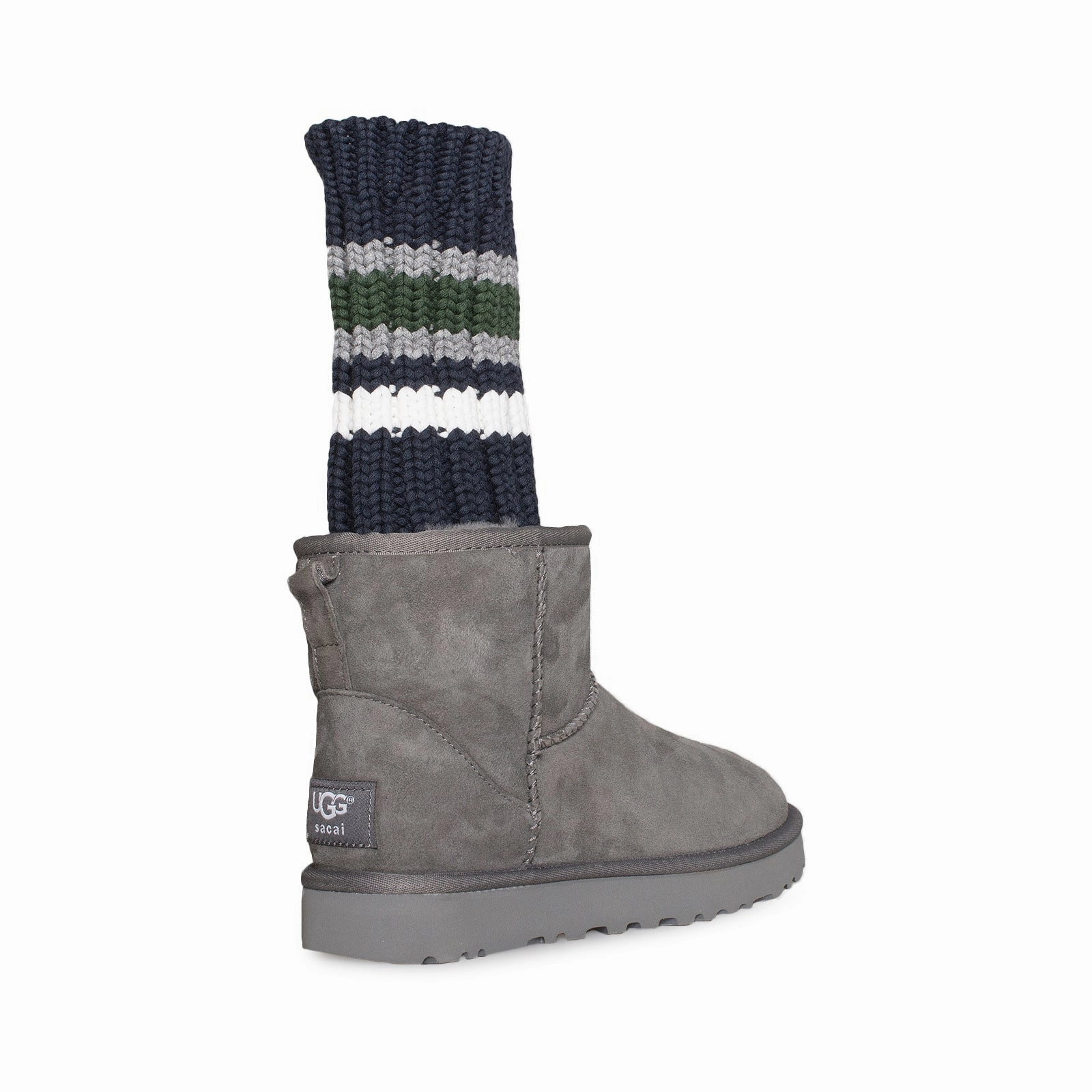 Best Boots For Snow UGG Sacai Knit Classic Mini II Grey Boots - Women's
