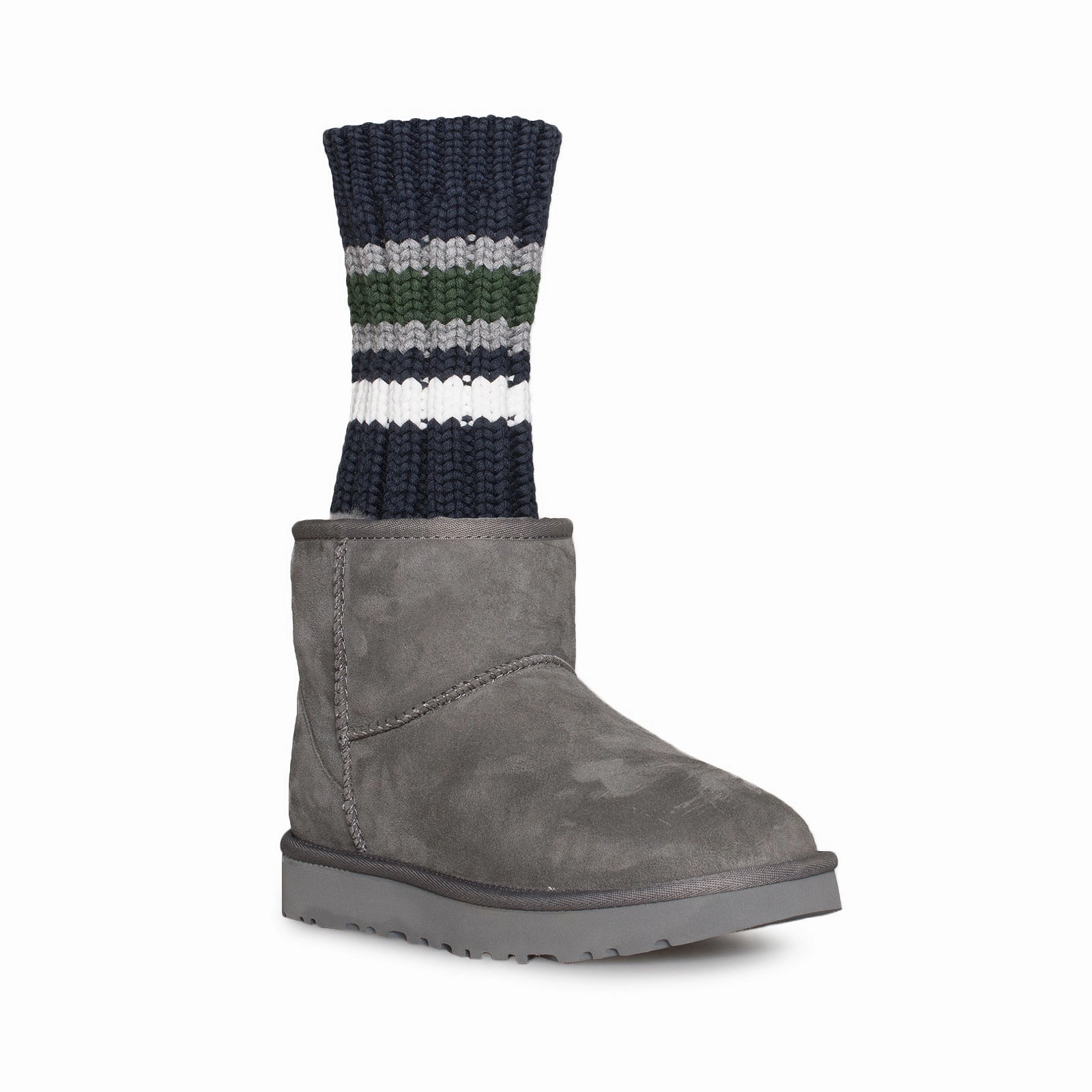 UGG Sacai Knit Classic Mini II Grey Boots - Women's Zip Front Boots