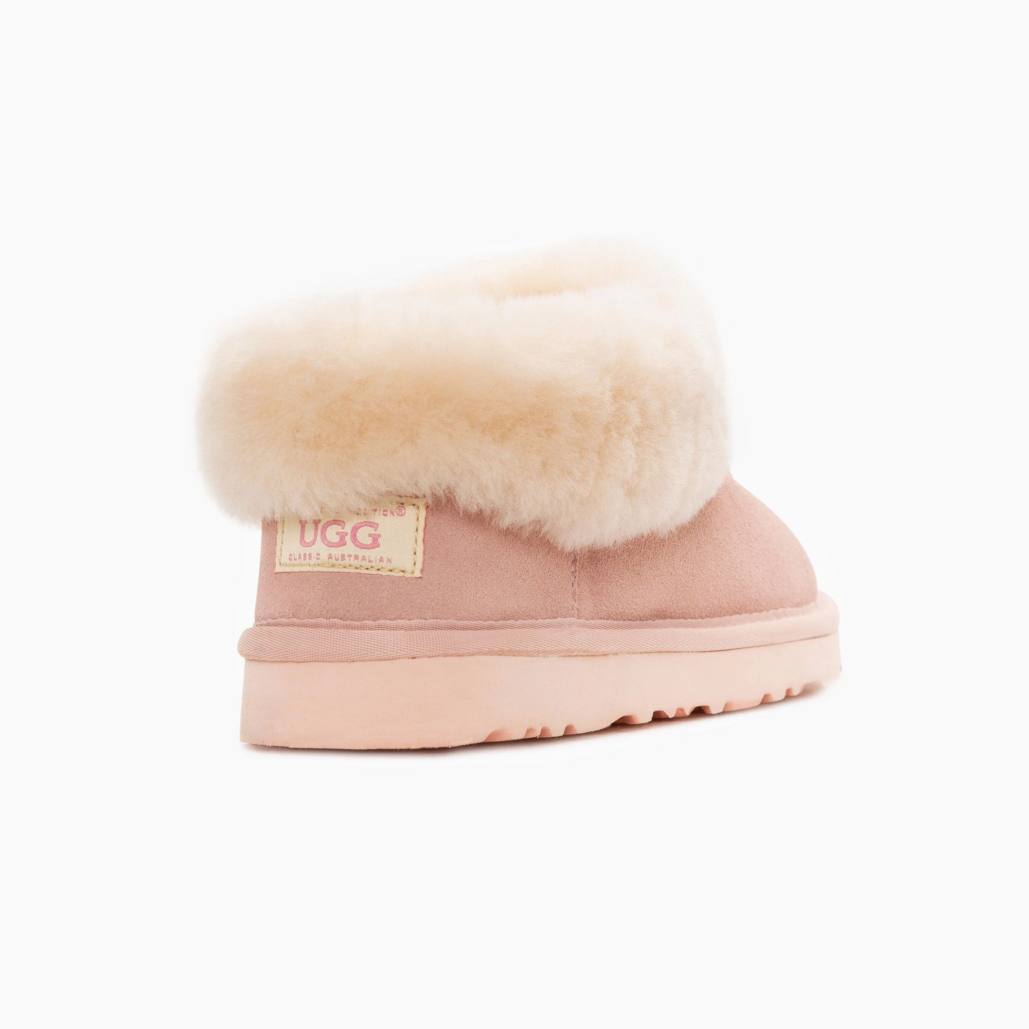 Goose Down Slippers Ugg Slippers Collar Unisex Premium Sheepskin Slippers Suede (Unisex Cow Suede)