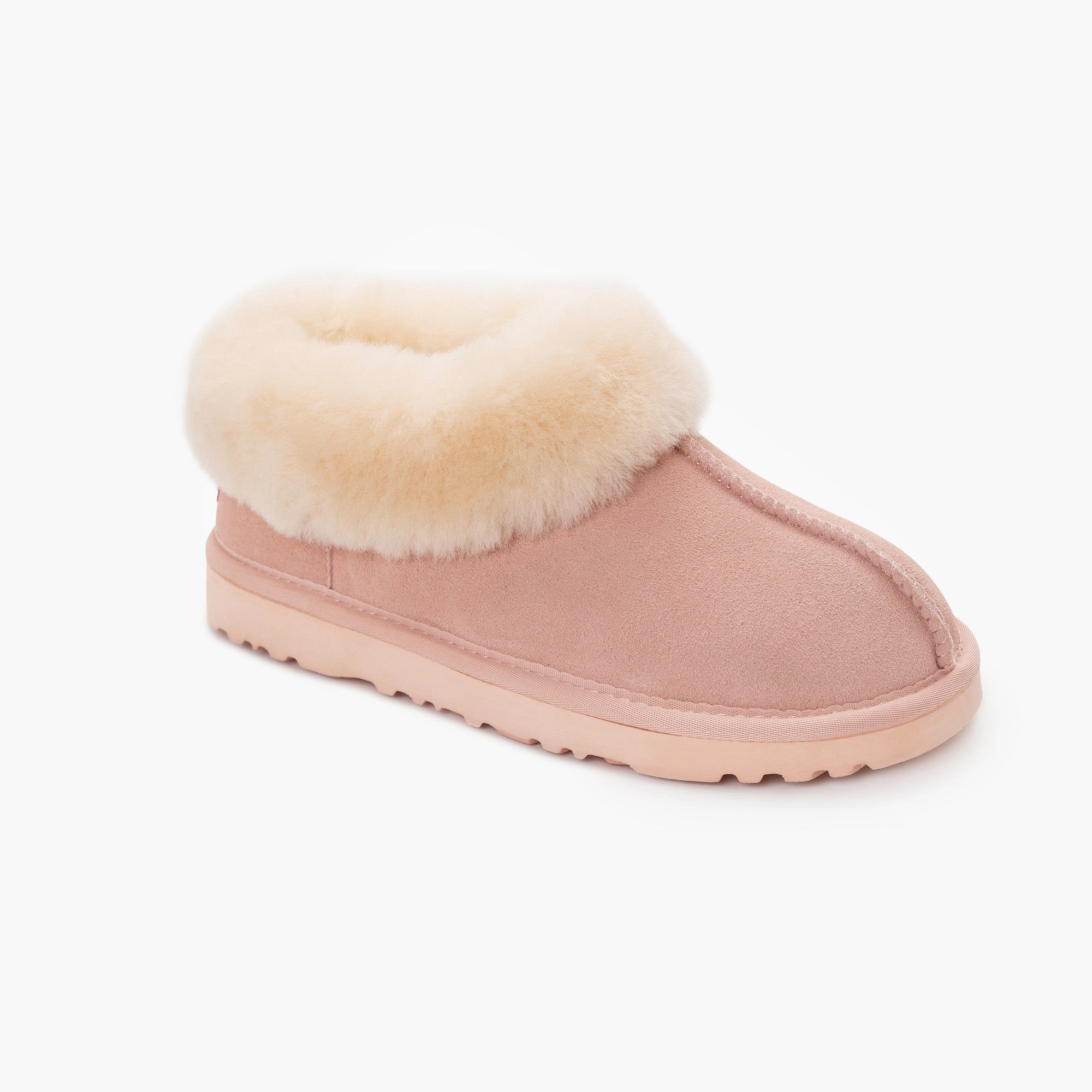Aesthetic Slippers Ugg Slippers Collar Unisex Premium Sheepskin Slippers Suede (Unisex Cow Suede)