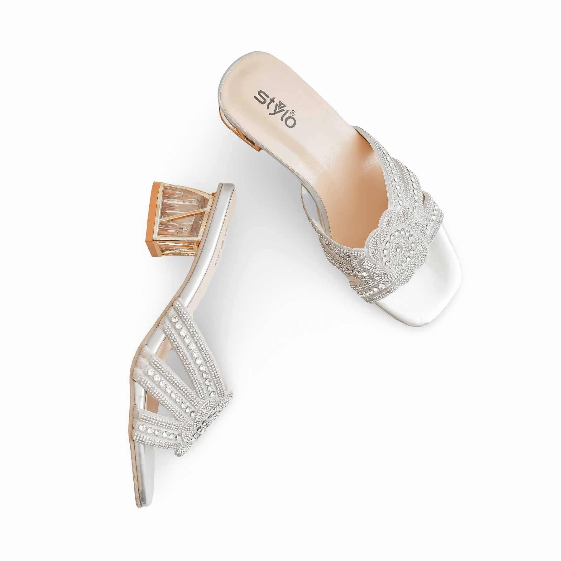 Silver Fancy Slipper FN7950 Slippers For Outside