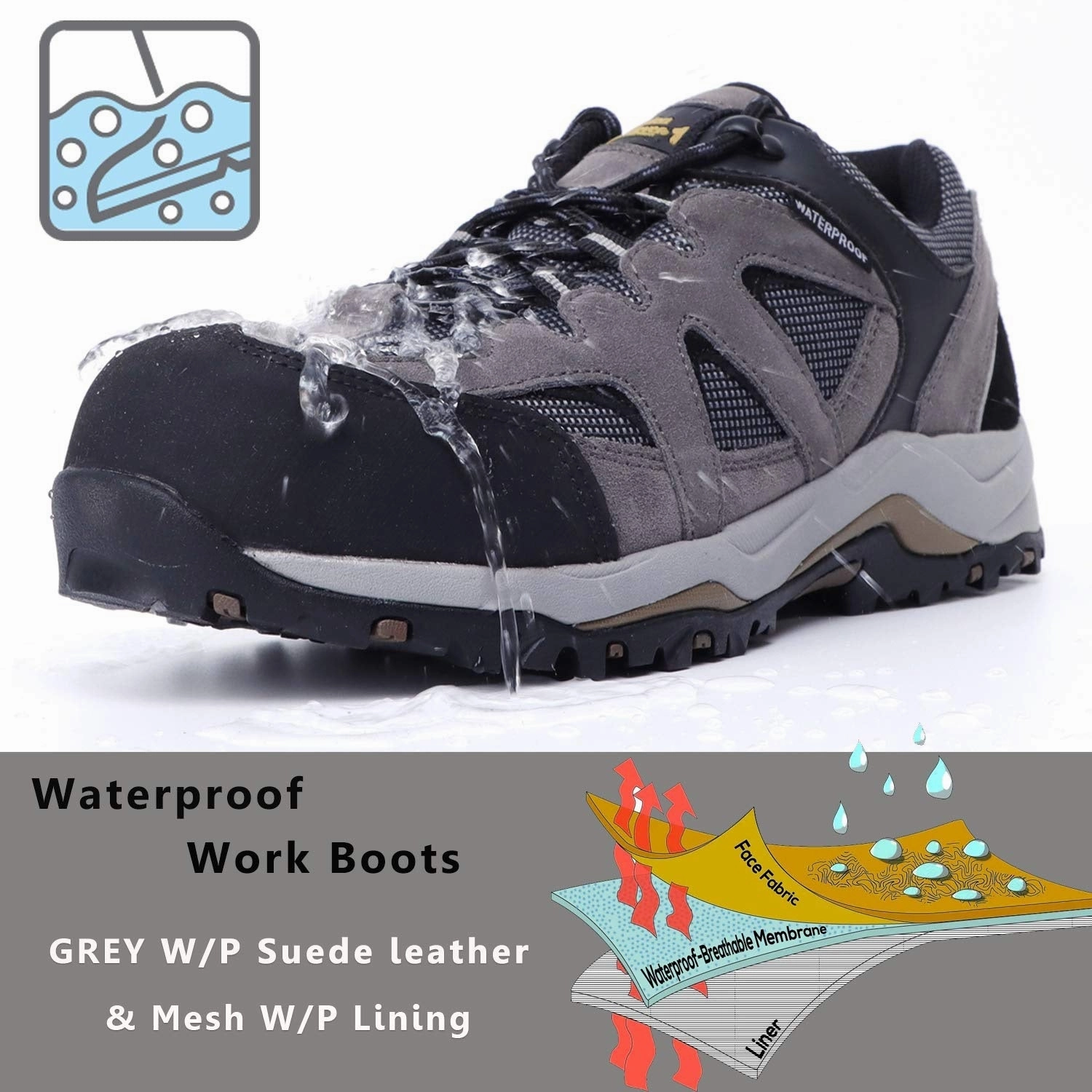 Golden Retriever 1365 Non-Slip Lightweight Anti-Fatigue 4" Steel Toe Work Shoes Casual Boots With Jeans