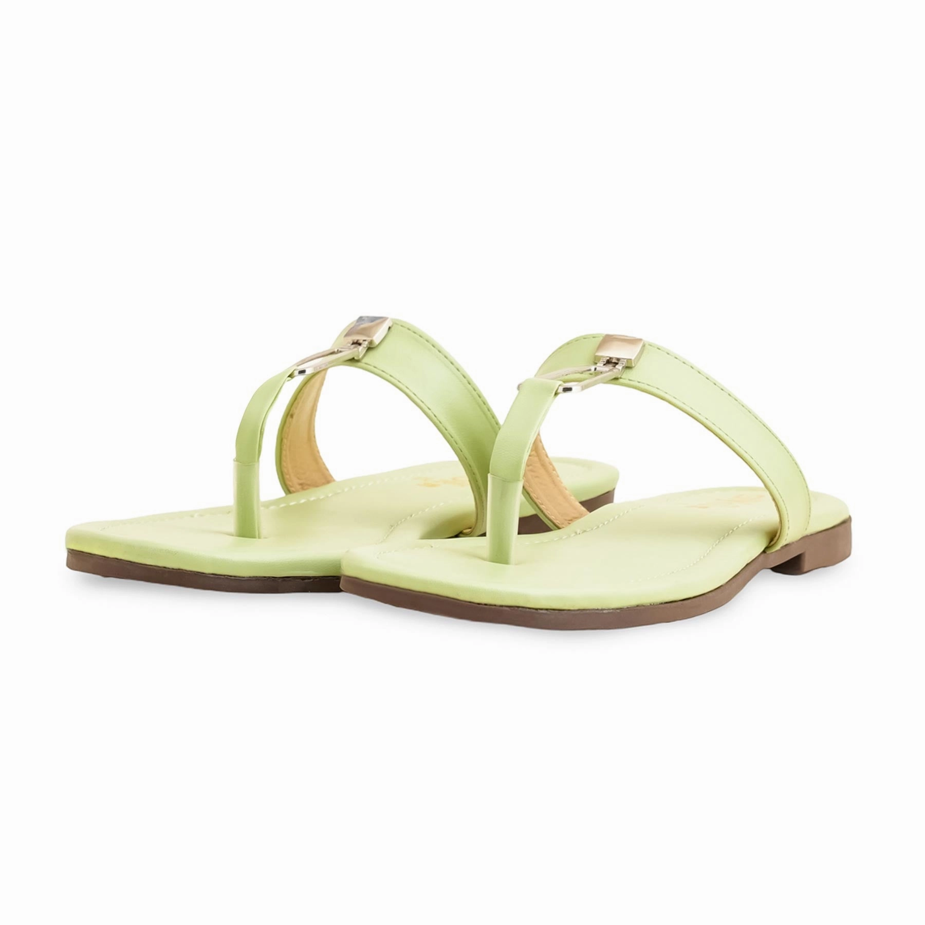 Green Casual Women Chappal  CL2082 Wedding Guest Outfits With Flat Shoes