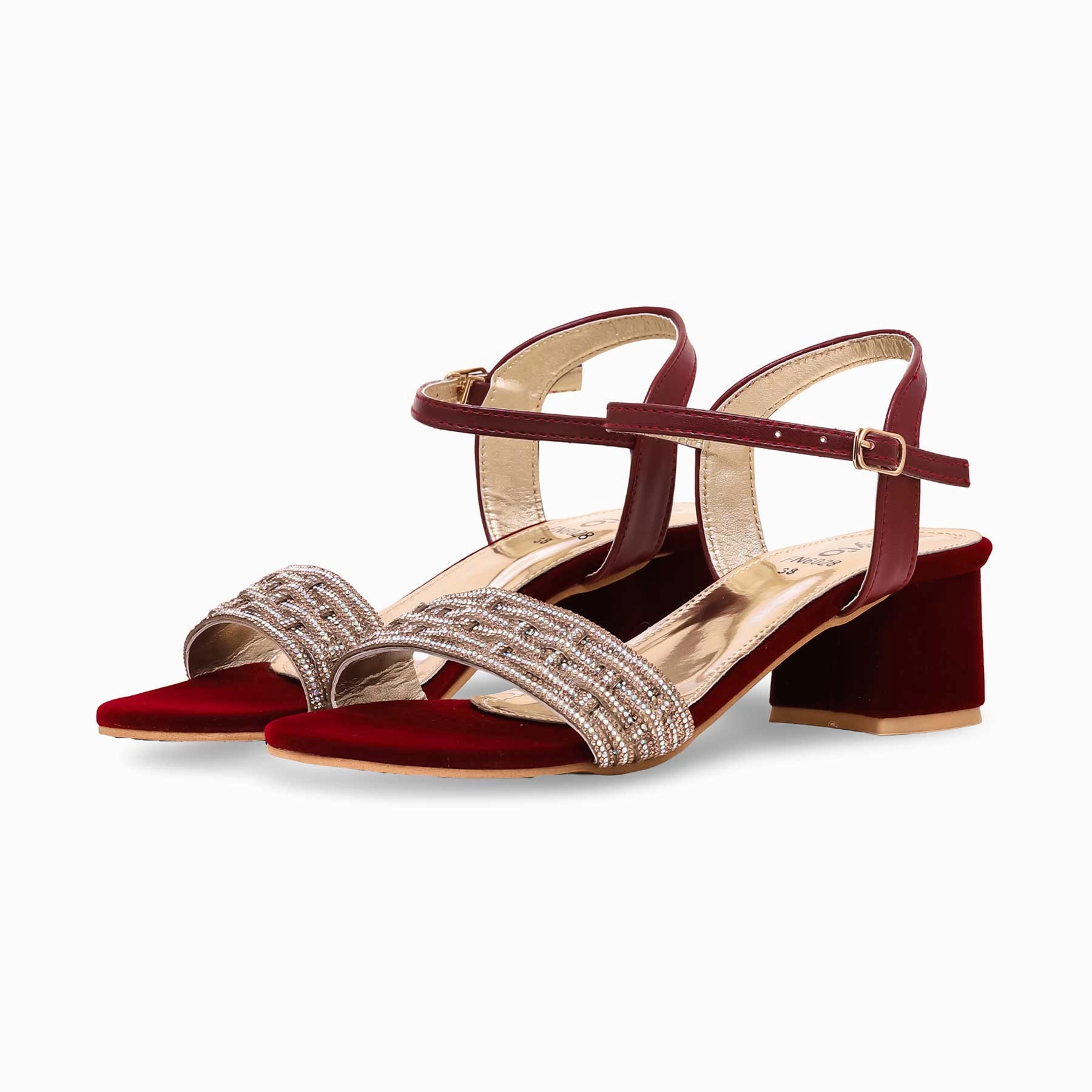 Maroon Fancy Sandal FN6028 Denim Platform Sandals