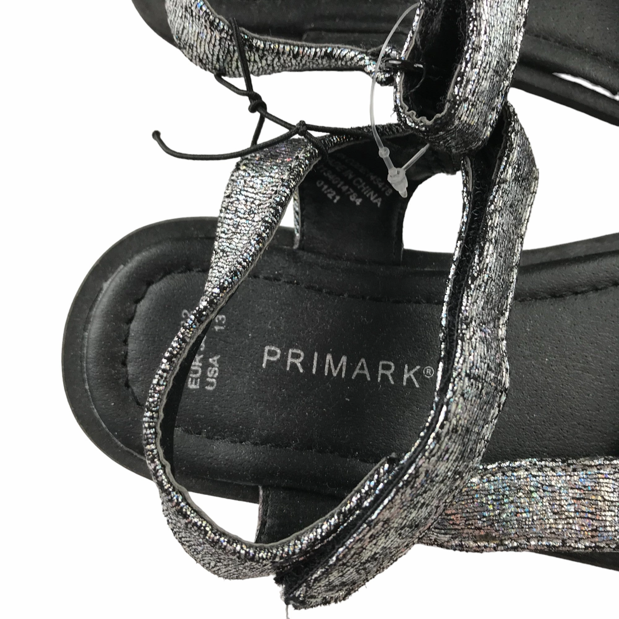 Waterproof Slide Sandals Primark Sandals Shoe Size 12 Junior Silver Sparkly Straps