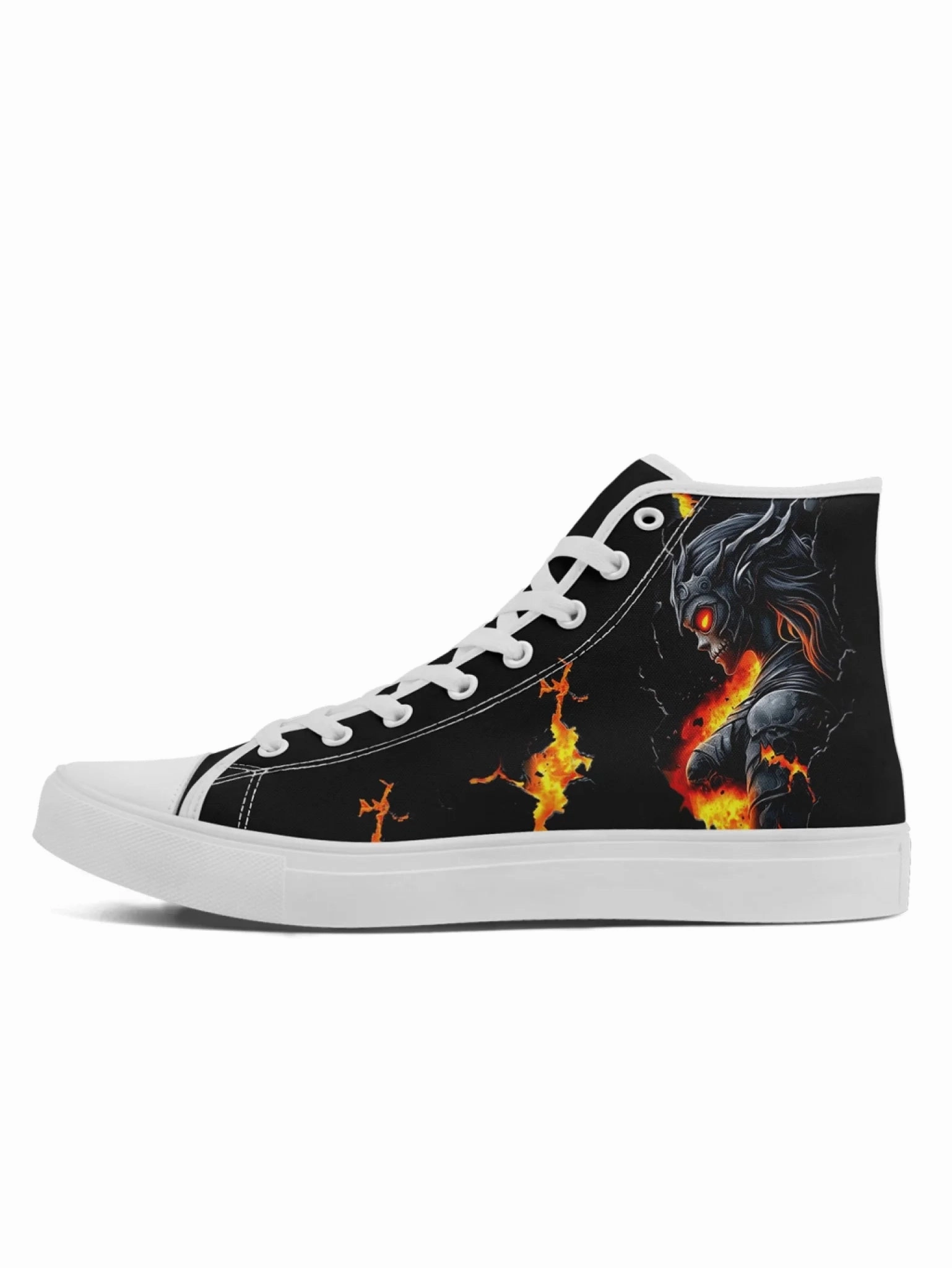 Heel Boot Infernal Dragon Armor Demon Knight High-Top Sneakers, Fiery Skull Warrior Fantasy Art Shoes FN024-25027142