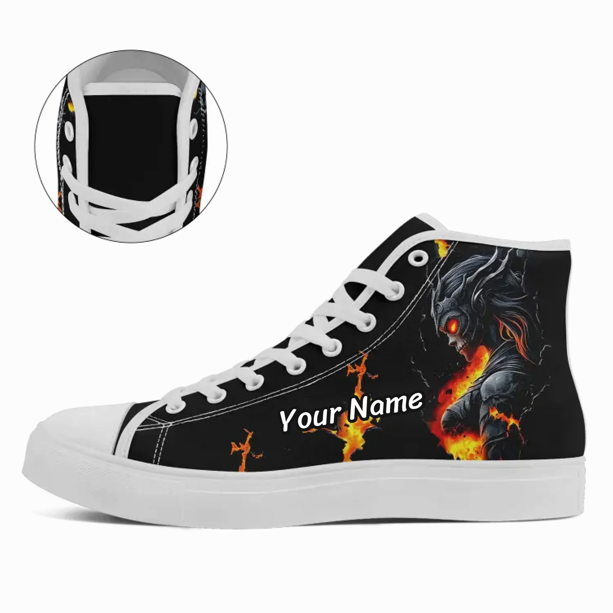High Heels Air Infernal Dragon Armor Demon Knight High-Top Sneakers, Fiery Skull Warrior Fantasy Art Shoes FN024-25027142