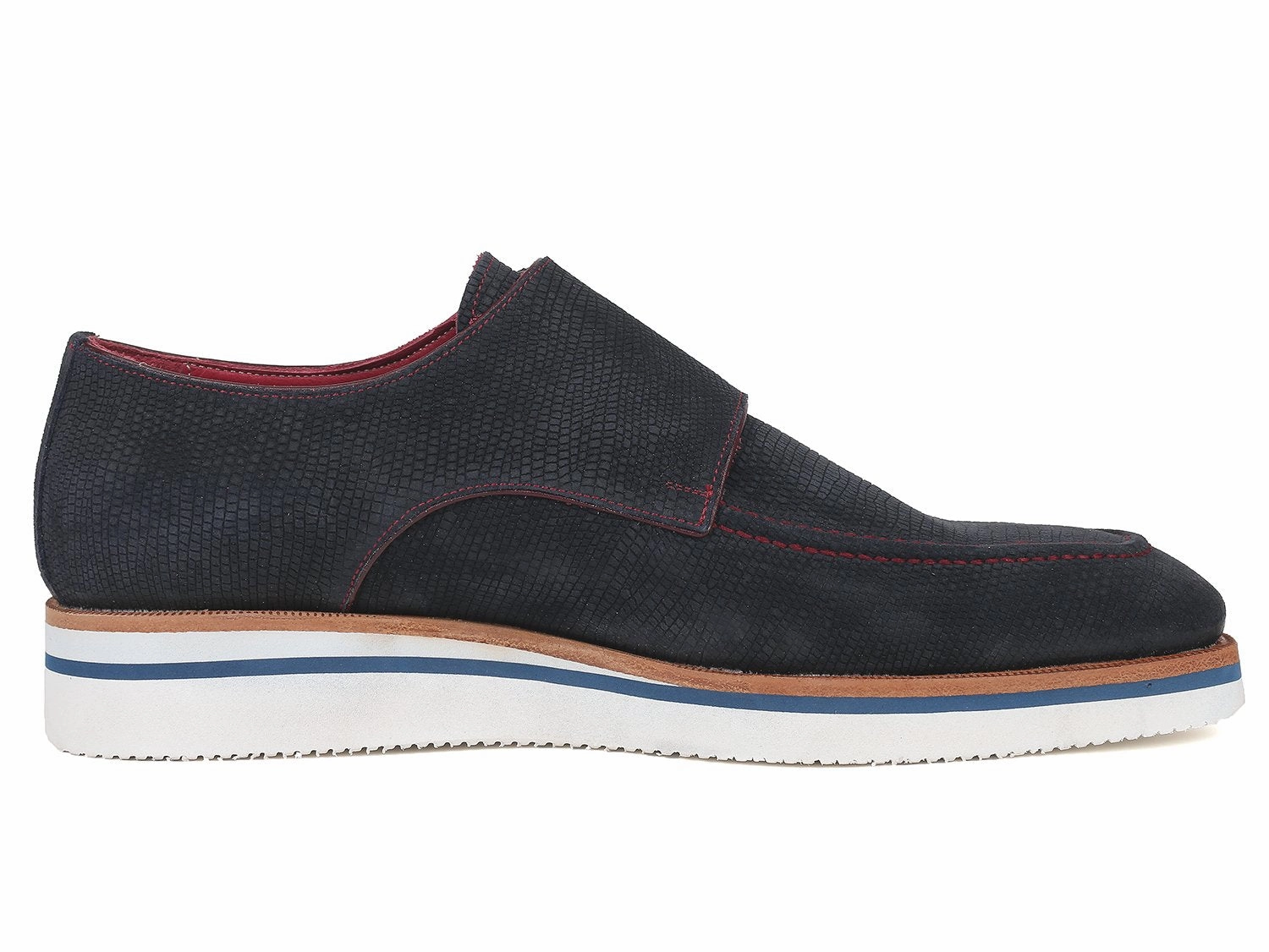 Affordable Casual Shoes Paul Parkman Men's Smart Casual Monkstrap Suede Shoes in Navy