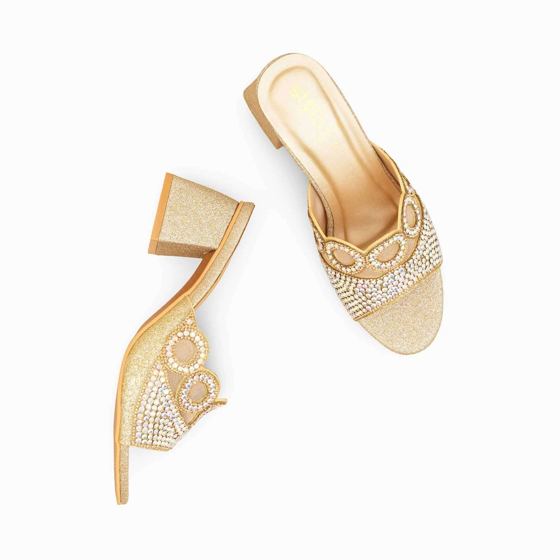 Golden Fancy Slipper For Women FN7993 Rubber Bottom Slippers