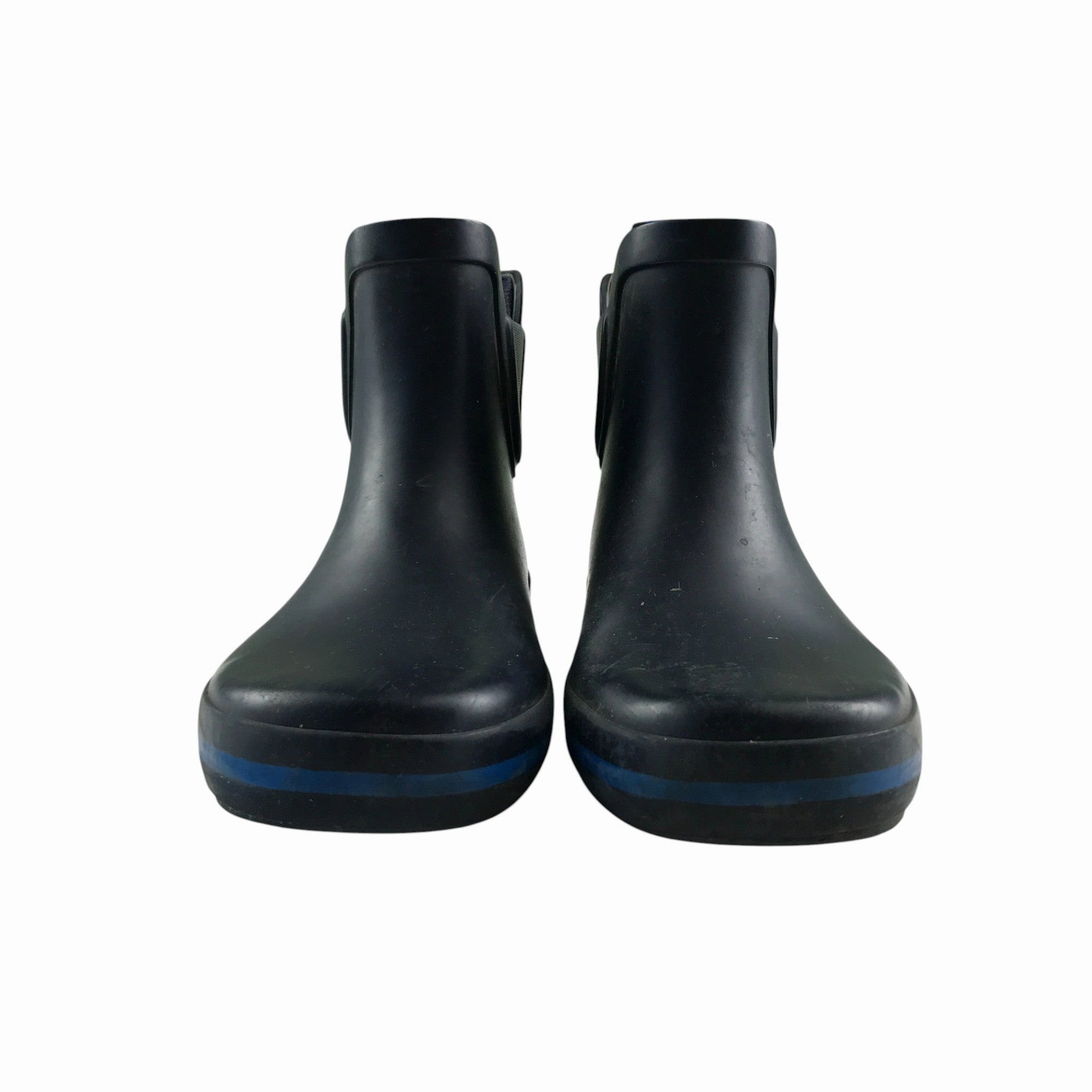 M&S Wellie boots shoe 1 black with blue stripe heel height Timbs Boots