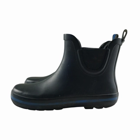 Newborn Hunter Boots M&S Wellie boots shoe 1 black with blue stripe heel height