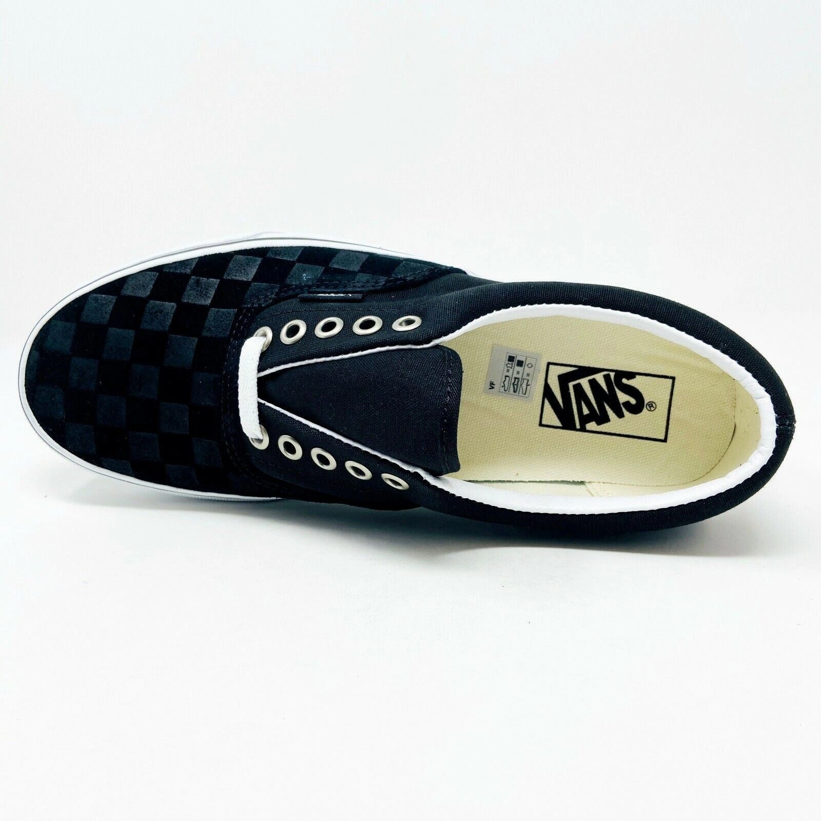Vans Era (Deboss Checkerboard) Black True White Womens Classic Shoes Sneakers Best Rated Walking