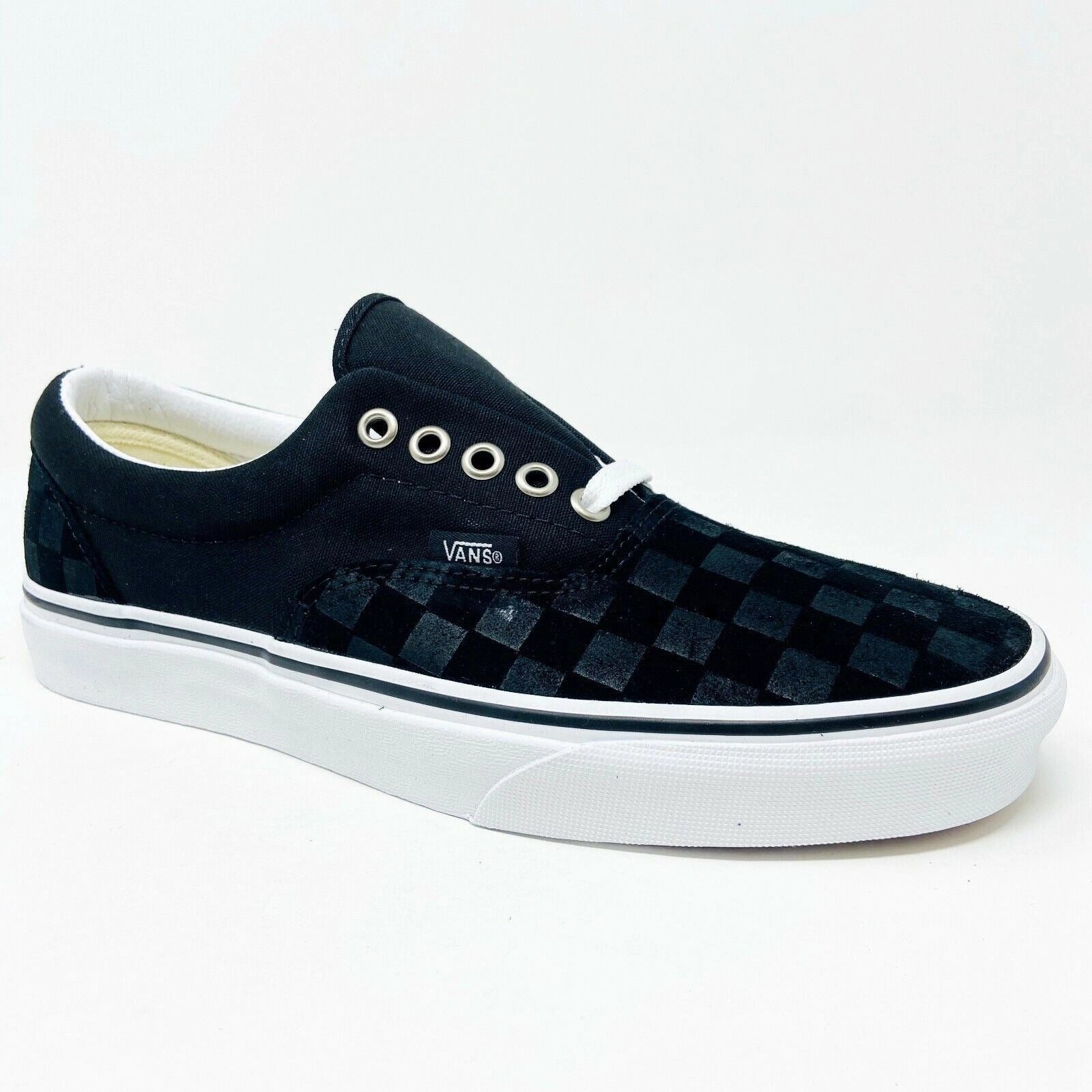 Good Walking Shoes For Work Vans Era (Deboss Checkerboard) Black True White Womens Classic Shoes Sneakers