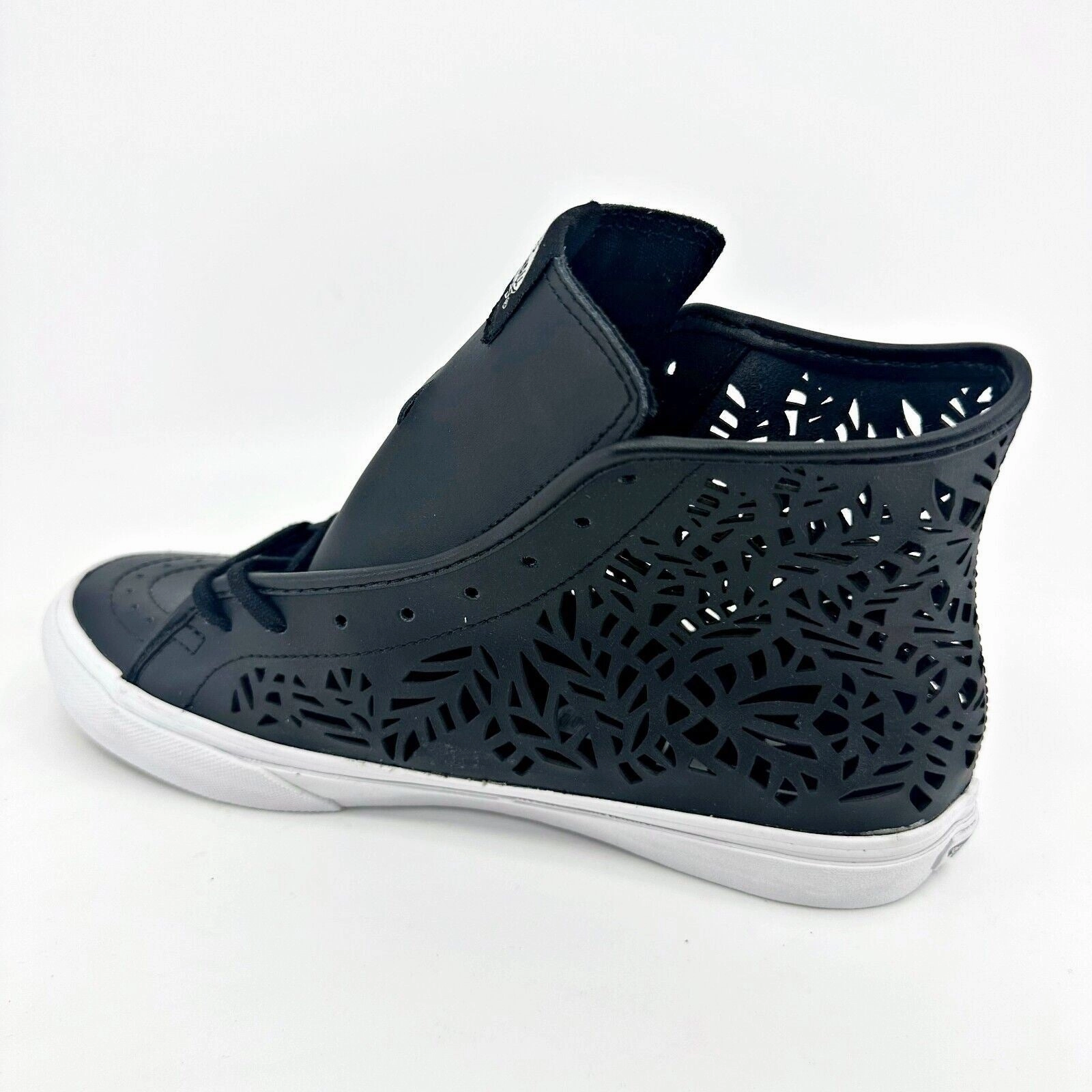 High Heels Bdsm VANS Sk8 Hi Decon Slim (Cut-out) Leaves Black Leather Womens Shoes