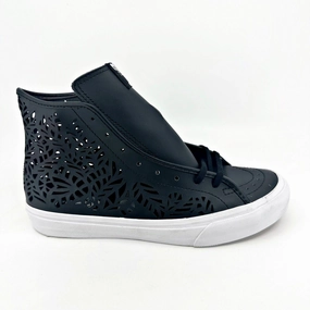 High Heels For Winter VANS Sk8 Hi Decon Slim (Cut-out) Leaves Black Leather Womens Shoes
