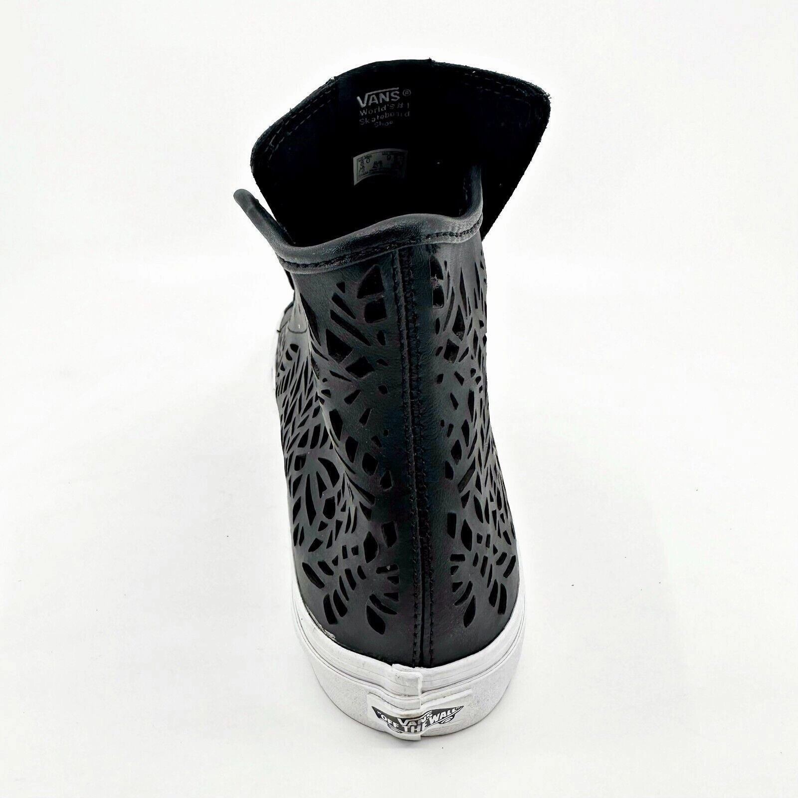 Shoeplay High Heels VANS Sk8 Hi Decon Slim (Cut-out) Leaves Black Leather Womens Shoes