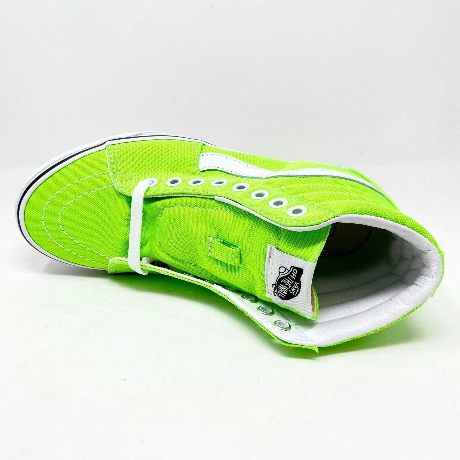Vans SK8 Hi (Neon) Green Gecko True White Womens Casual Shoes Short Shorts High Heels