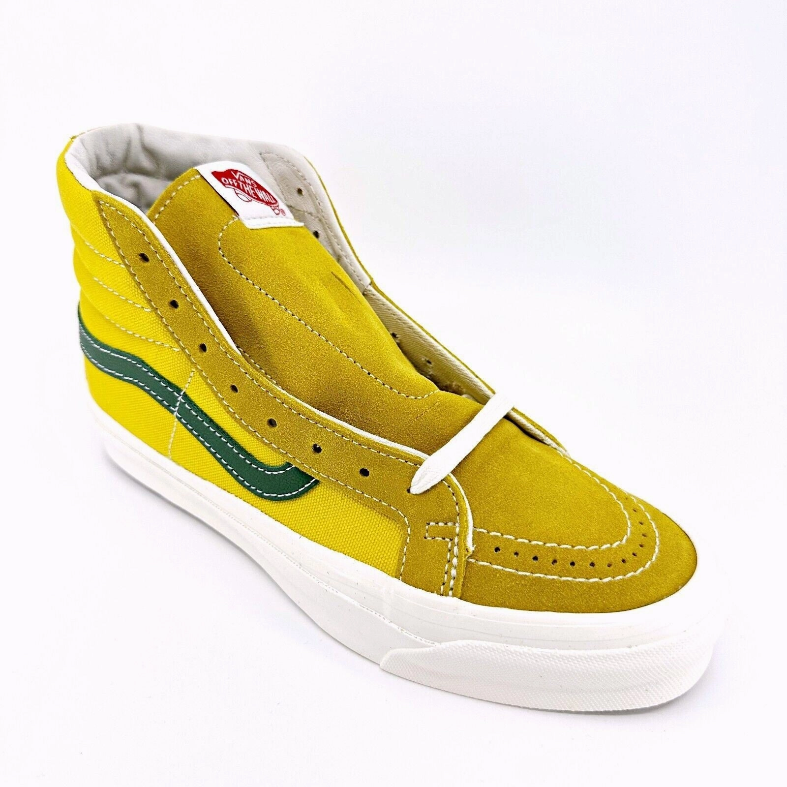Vans Vault OG Sk8 Hi LX (Suede Canvas) Green Sulphur Mens Casual Shoes Cairo Leather Casual Shoes