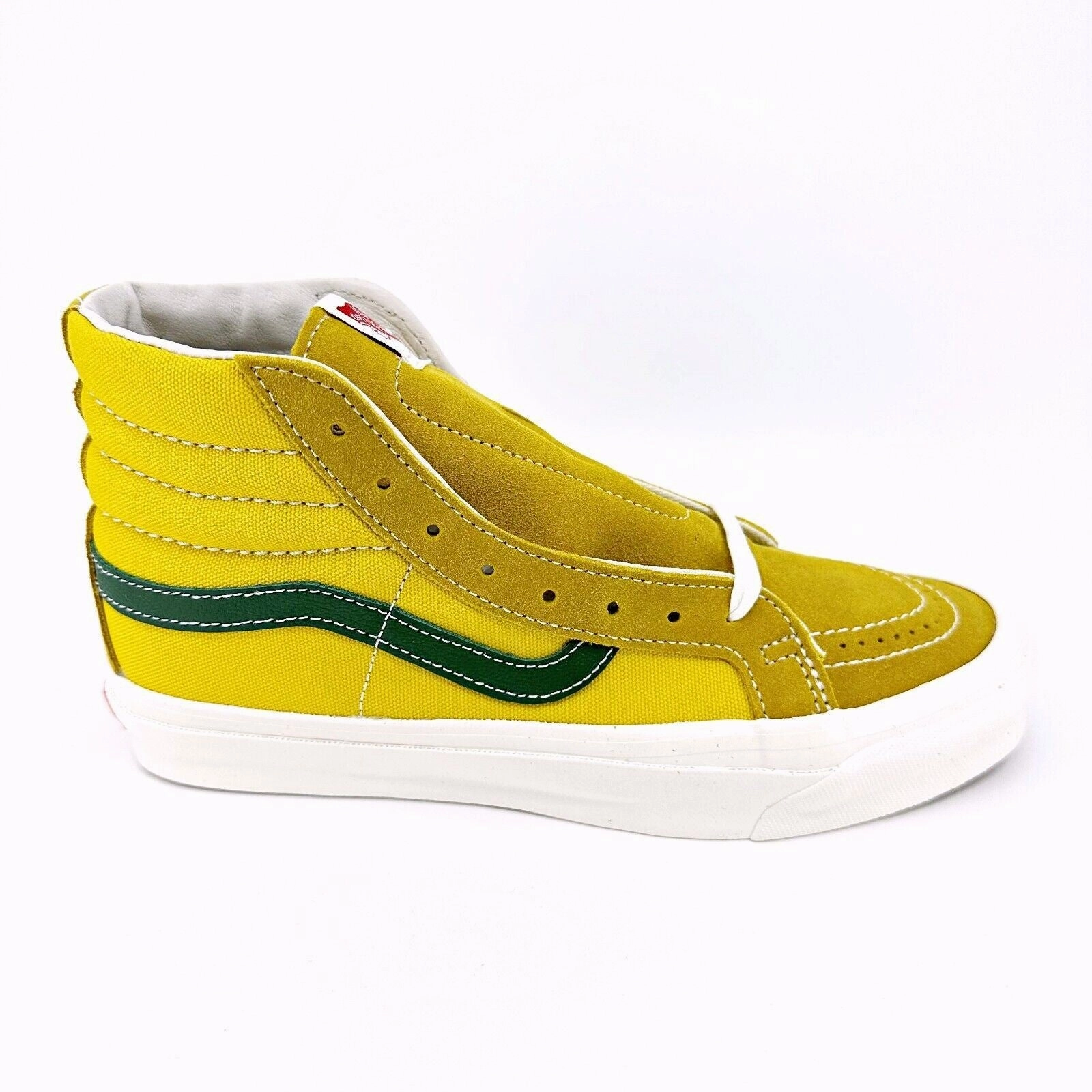Casual Leather Shoes Vans Vault OG Sk8 Hi LX (Suede Canvas) Green Sulphur Mens Casual Shoes