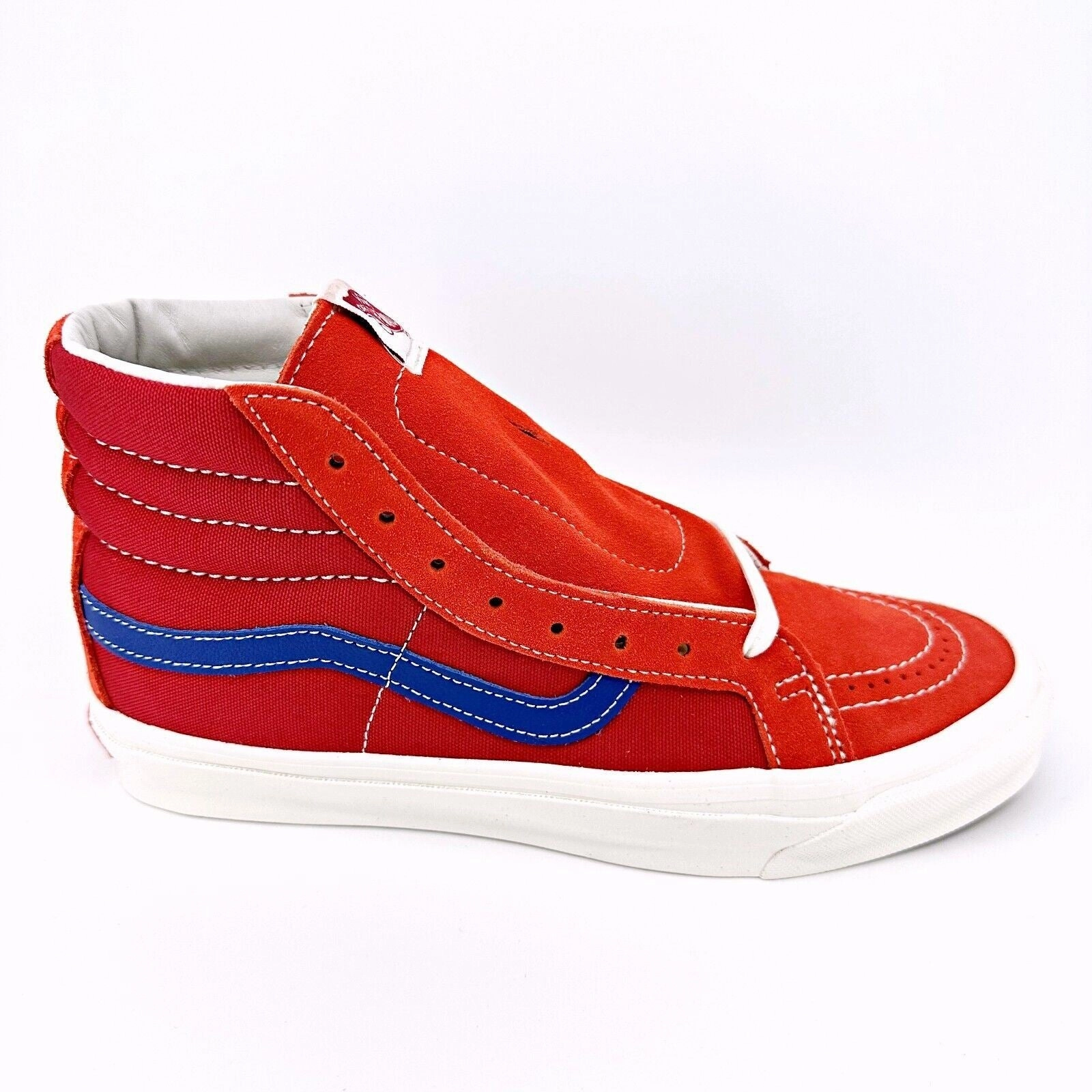 Vans Vault OG Sk8 Hi LX (Suede Canvas) Grenadine Pompeian Red Mens Casual Shoes Casual Tan Shoes