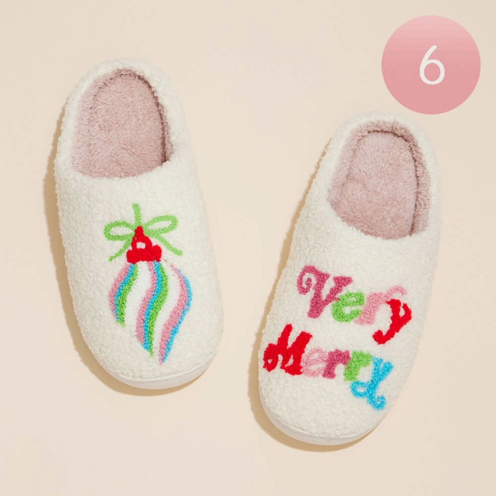Picture Slippers Very Merry Christmas Ornament Home Slippers