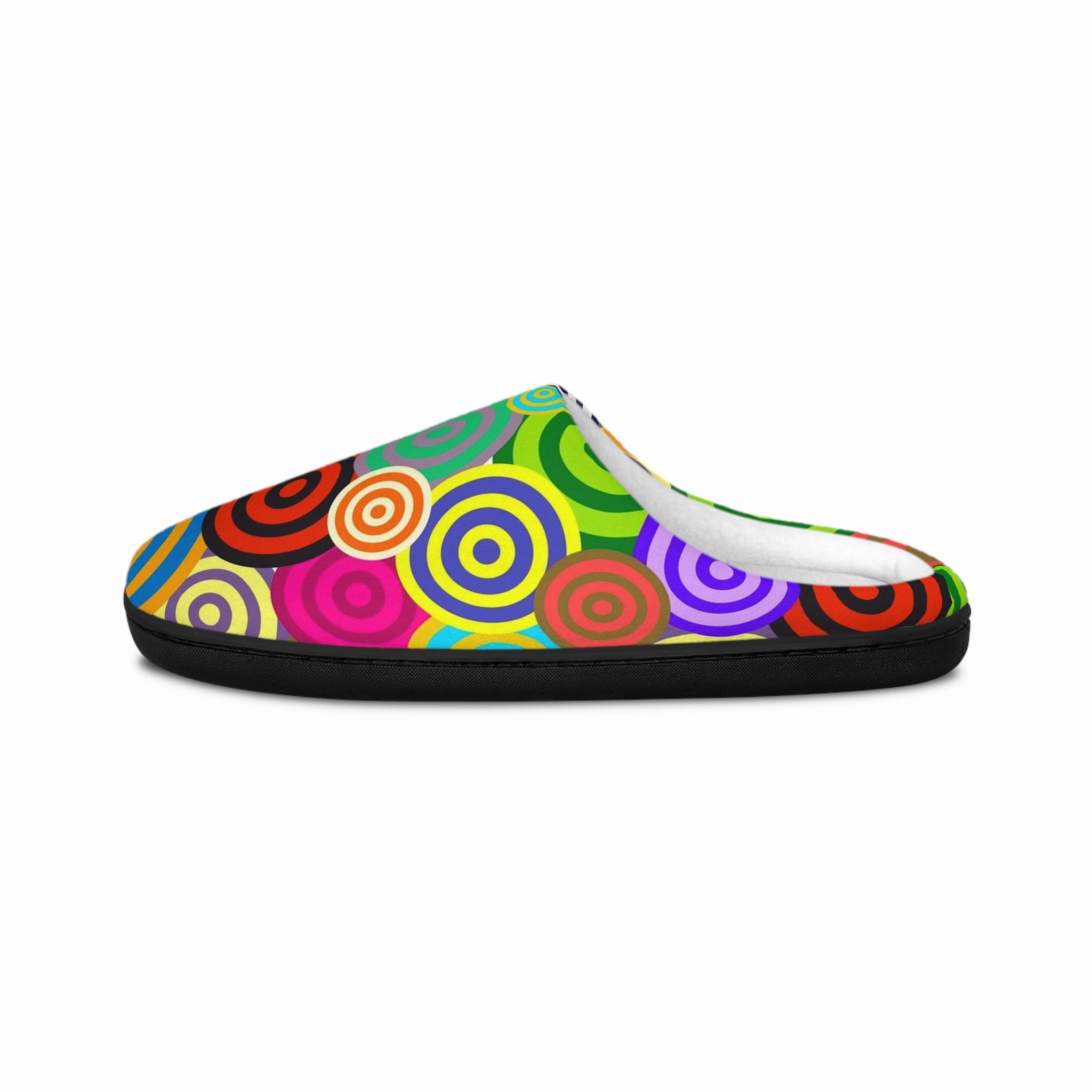 Vibrant Circle Pattern Indoor Slippers for Men - Cozy Home Footwear, Perfect Gift for Relaxation, Housewarming, Birthdays Funny Slippers