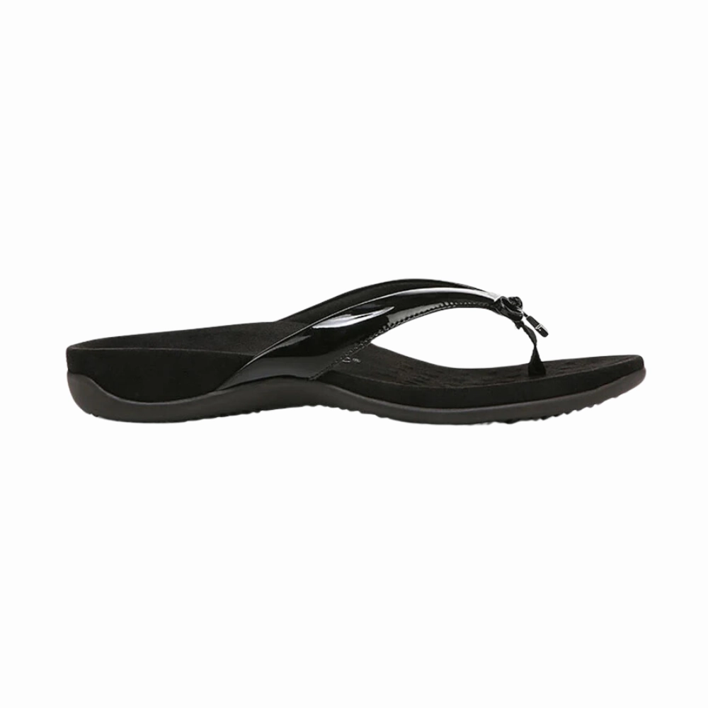 Quilted Slippers Vionic Women's Bella Toe Post Sandal  Black (10000435001), Orthotic Support, Comfortable Flip-Flops