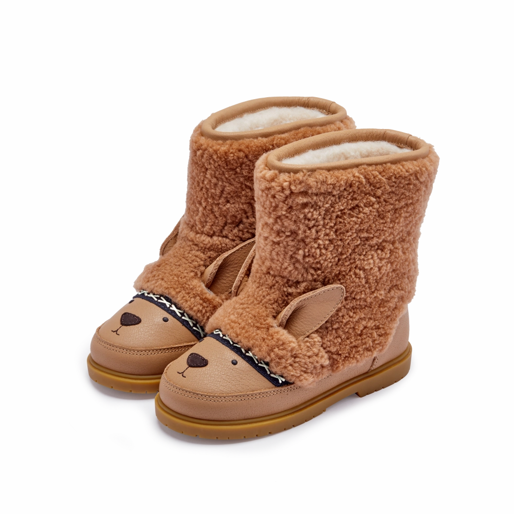Ostrich Leather Boots Wadou Boots | Alpaca | Beige Curly Sheep Wool